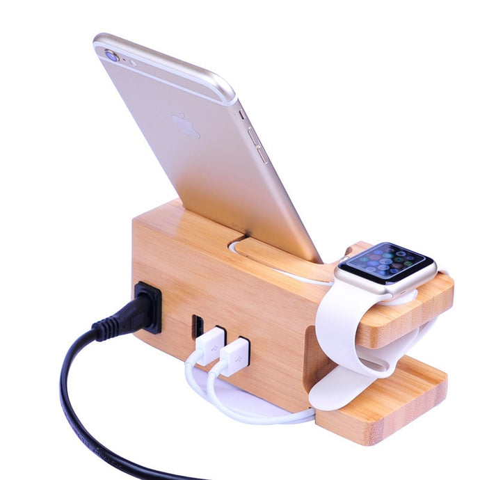 Wooden Charging Stand 3 Port